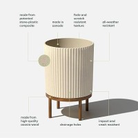 Veradek Demi Series Round Planter Wstand For Porchpatio Durable Plasticconcrete Wooden Stand Modern D Cor For Tall Pla