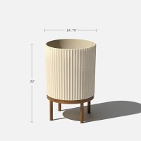 Veradek Demi Series Round Planter Wstand For Porchpatio Durable Plasticconcrete Wooden Stand Modern D Cor For Tall Pla