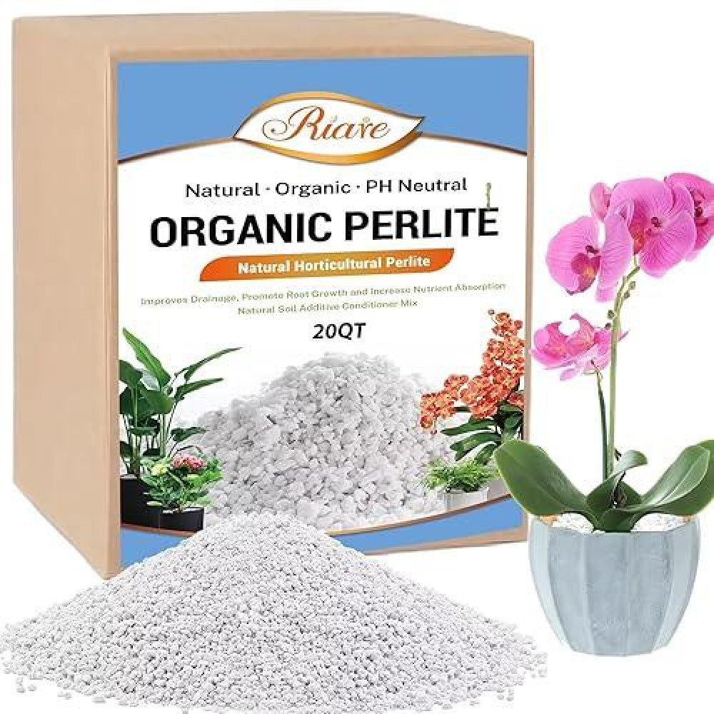 Riare 20 Quarts Organic Perlite For Plants Horticultural Perlite Soil Amendment For Plants Potting Mix Natural Chunky Perlite