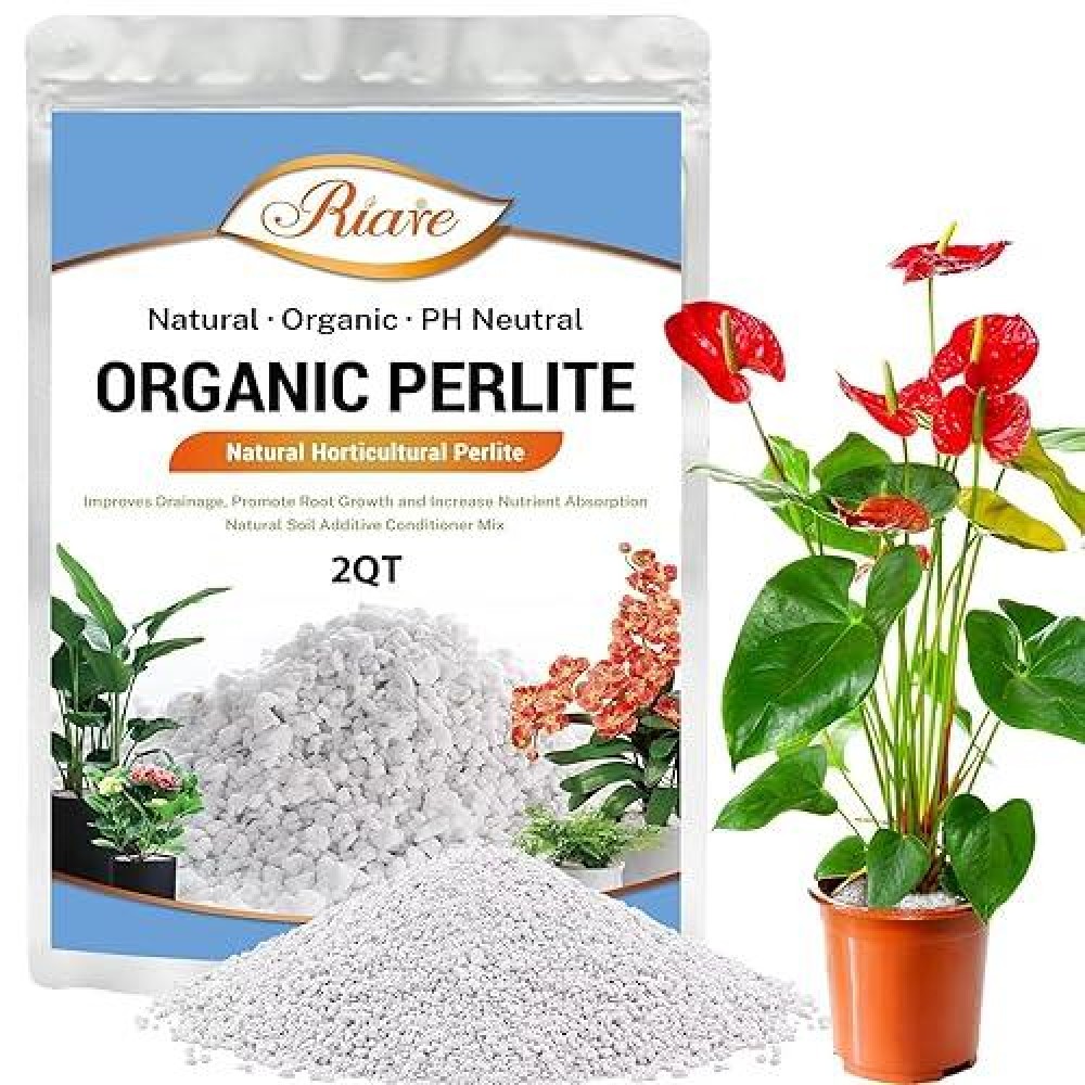 Riare 2 Quarts Organic Perlite For Plants Horticultural Perlite Soil Amendment For Plants Potting Mix Natural Chunky Perlite