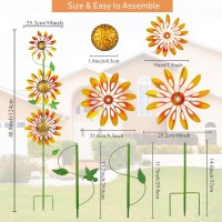 Stargarden Wind Spinners Outdoor Sunflower Design Metal Wind Sculptures Spinners Pinwheels Windmills For Yard Art Decor