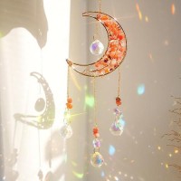 Crystal Moon Suncachersun Catchers Indoor Window Prism Moon Crystal Dream Catcher Natural Healing Stones Rainbow Maker Garden C