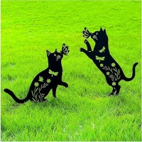 Tiggsy Cat Metal Decorative Garden Stakes Cat Gifts For Women/Men Cat Lovers Gifts Silhouette Statues For Yard Art  Outside  Patio  Outdoor Decor  Garden Decorations  Lawn Ornaments