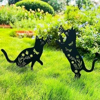 Tiggsy Cat Metal Decorative Garden Stakes Cat Gifts For Women/Men Cat Lovers Gifts Silhouette Statues For Yard Art  Outside  Patio  Outdoor Decor  Garden Decorations  Lawn Ornaments