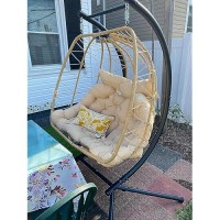 Yitahome Hanging Egg Chair Swing Chair With Stand Double Egg Chair  2 Person Wicker Chair Outdoor Indoor Hammock Egg Chair With Cushions 500Lbs For Patio  Garden  Bedroom And Balcony  Beige