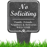 No Soliciting Sign 21X21 Heavy Duty Integrated Ground Stakes Indooroutdoor Use Rust Free Aluminum Composite Made In Us