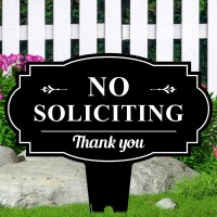 No Soliciting Sign 17X17 Heavy Duty Integrated Ground Stakes Indooroutdoor Use Rust Free Aluminum Composite Made In Us