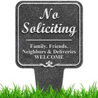 No Soliciting Sign 13X13 Heavy Duty Integrated Ground Stakes Indooroutdoor Use Rust Free Aluminum Composite Made In Us