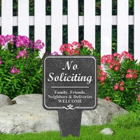 No Soliciting Sign 13X13 Heavy Duty Integrated Ground Stakes Indooroutdoor Use Rust Free Aluminum Composite Made In Us