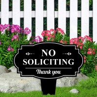 No Soliciting Sign For House No Soliciting Yard Sign 13X13 Heavy Duty Integrated Ground Stakes Rust Free Aluminum Compos