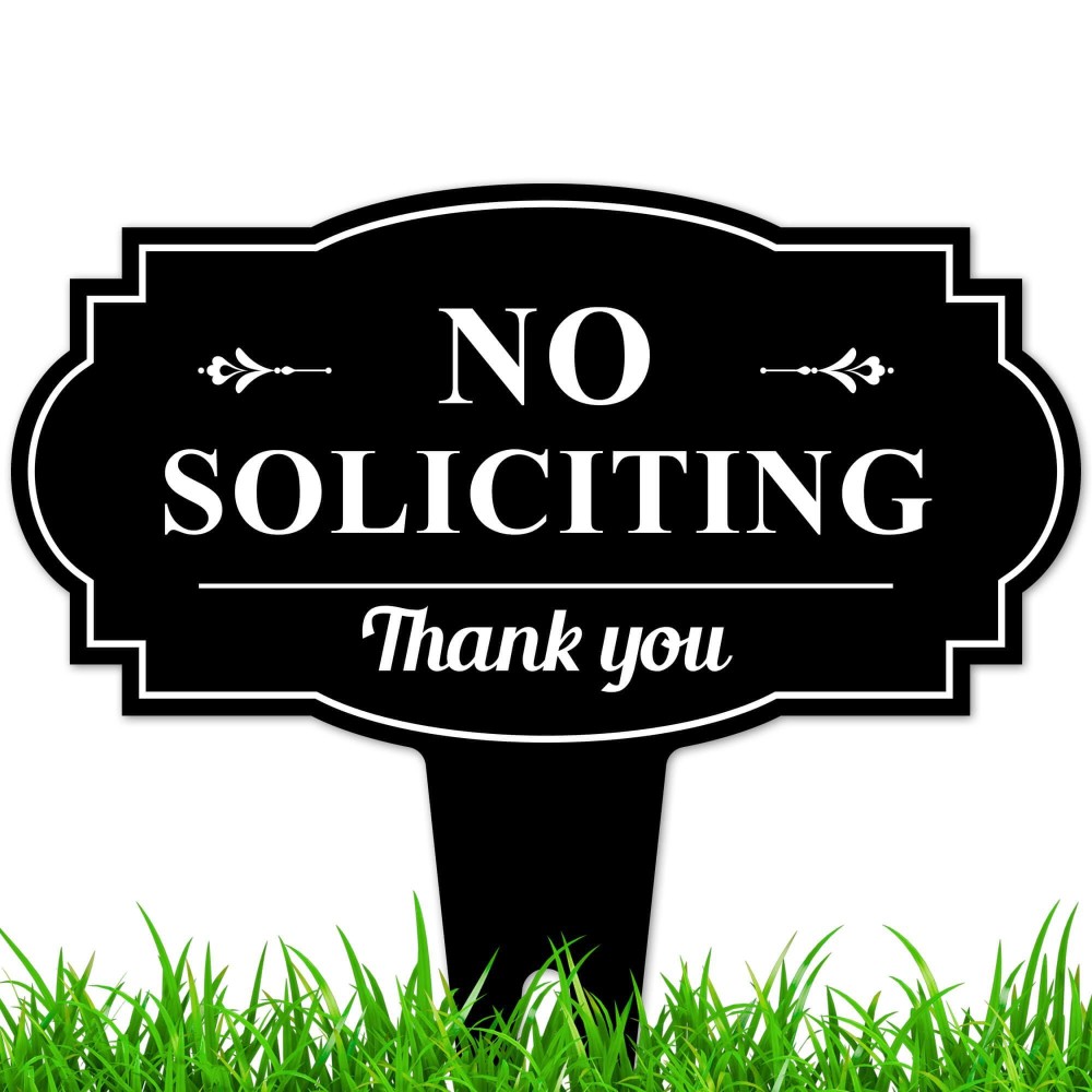 No Soliciting Sign 21X21 Heavy Duty Integrated Ground Stakes Indooroutdoor Use Rust Free Aluminum Composite Made In Us