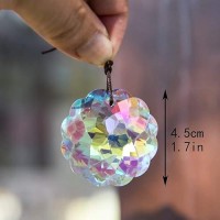 Hdcrystalgifts Set 2 Ab Color Crystal Suncatcher Datura Shaped Pendant Rainbow Feng Shui Hanging Prism 45Mm