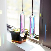 Hdcrystalgifts 2Pcs 5 Large Crystal Sun Catcher Prisms Ab Colored Hexagone Hanging Suncatchers Rainbow Maker For Windows Ro