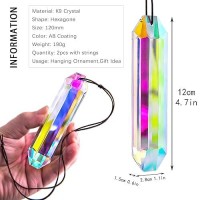 Hdcrystalgifts 2Pcs 5 Large Crystal Sun Catcher Prisms Ab Colored Hexagone Hanging Suncatchers Rainbow Maker For Windows Ro