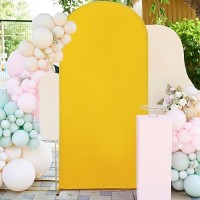 Fuhsy Gold Wedding Arch Cover 26X6Ft Arch Backdrop Stand Cover 2Sided Arch Spandex Cover Chiara Round Top Arch Cover Backdrop