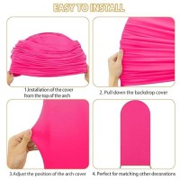 Fuhsy 6Ft Wedding Arch Cover Pink Spandex Arch Cover Backdrop Fabric Fitted Spandex Cover Arch Backdrop Panels Hot Pink Round To