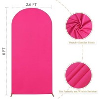 Fuhsy 6Ft Wedding Arch Cover Pink Spandex Arch Cover Backdrop Fabric Fitted Spandex Cover Arch Backdrop Panels Hot Pink Round To