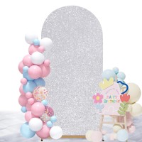 72Ft Arch Cover Silver Round Top Arch Backdrop Cover Sparkly Fabric Covers For Wedding Baby Shower Party Ceremony Decorations