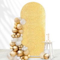 72Ft Arch Backdrop Cover Gold Sequin Fabric Covers Round Top Chiara Backdrop Arch Covers For Party Banquet Party Baby Shower De