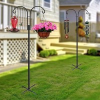 Xdw-Gifts Double Shepherds Hooks For Outdoor  2-Pack Heavy Duty Garden Pole For Hanging Bird Feeder  Plant Baskets  Solar Light Lanterns  Garden Plant Hanger Stands With 5 Base Prongs