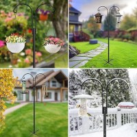 Xdw-Gifts Double Shepherds Hooks For Outdoor  2-Pack Heavy Duty Garden Pole For Hanging Bird Feeder  Plant Baskets  Solar Light Lanterns  Garden Plant Hanger Stands With 5 Base Prongs