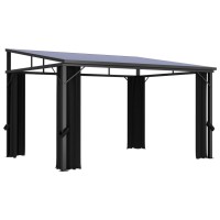 vidaXL Gazebo with Curtains UVResistant PVC Roof Aluminum and Steel Construction Anthracite 133x96x8 Outdoor Ev