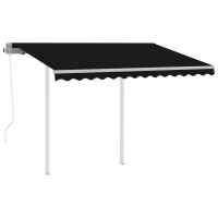 vidaXL Automatic Retractable Awning 98x82 Size Anthracite Color UV and WaterResistant Polyester Fabric Aluminum Frame