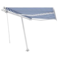 vidaXL Freestanding Automatic Retractable Awning 1181x984 BlueWhite UV Water Resistant Patio Awning with Adjustable Angl