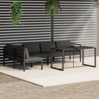 vidaXL Aluminum Patio Lounge Set with Cushions Anthracite Modular Lightweight Durable EasytoAssemble Outdoor Furniture