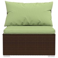 vidaXL Outdoor Lounge Set Modular Patio Furniture Set in Poly Rattan Brown with Green Cushions Durable Steel Frame Comfor