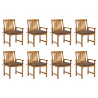 vidaXL 8 pcs Patio Chair Set with Cushions Comfortable Seating for Outdoor Conversations Durable Solid Acacia Wood Construct