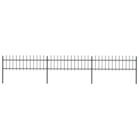vidaXL Garden Fence Set with Spear Top PowderCoated Steel Black 2008x433 Includes 3 Fence Panels and 4 Posts for Hom