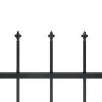 vidaXL Outdoor Garden Fence with Spear Top Sturdy Black PowderCoated Steel Construction Easy Assembly High Security Prope