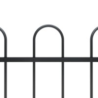 vidaXL Garden Fence with Hoop Top Design 112 Black Steel Fence for Garden Home and Business Property Stable Durable Hig