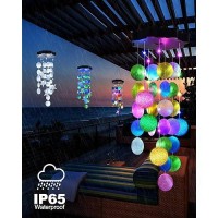 Toodour Solar Wind Chimes For Outside Hanging Pastel Lights With 2 Modes Waterproof Shells Light Gifts For Mom Grandma Wife L