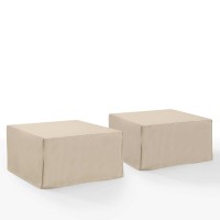 2Pc Square Table And Ottoman Furniture Cover Set