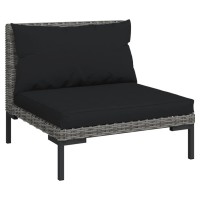 vidaXL 7Piece Outdoor Patio Lounge Set with Cushions HalfRound PE Rattan Furniture Dark Gray PowderCoated Steel Frame Eas