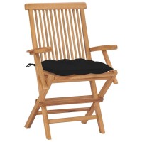 vidaXL 8Piece Patio Chair Set with Black Cushions Solid Teak Wood Durable WeatherResistant Outdoor Furniture Classic Desig