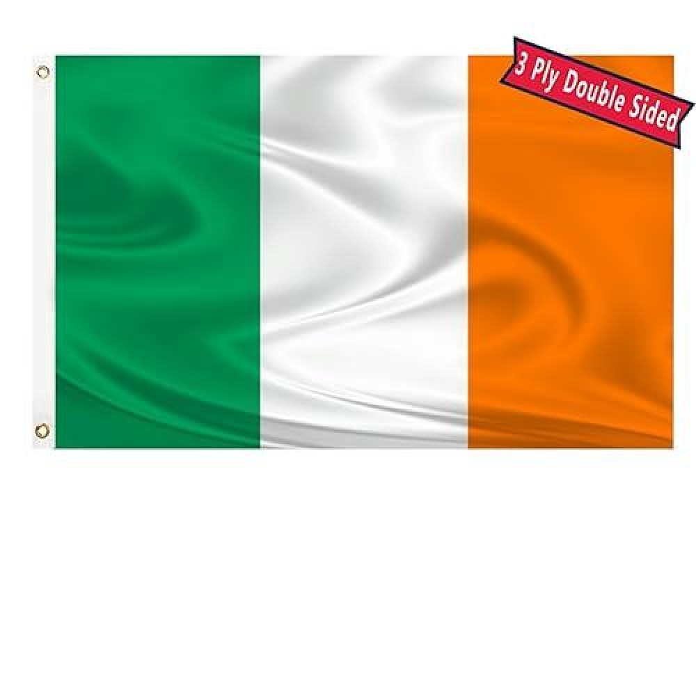 Irish Ireland Flag 3X5 Double Sided Flag Of Ireland Outdoor Polyester Fiber Bright Color With Durable Canvas Header And 2 Non Fading Brass Grommets Irish Decor Itish Flag