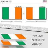 Irish Ireland Flag 3X5 Double Sided Flag Of Ireland Outdoor Polyester Fiber Bright Color With Durable Canvas Header And 2 Non Fading Brass Grommets Irish Decor Itish Flag