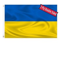 Ukraine Flag 3X5 Three Layer Double Sided Ukrainian Flag Outdoor Polyester Fiber Bright Color With Durable Canvas Header And 2 Non Fading Brass Grommets