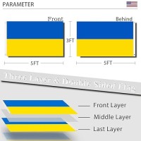 Ukraine Flag 3X5 Three Layer Double Sided Ukrainian Flag Outdoor Polyester Fiber Bright Color With Durable Canvas Header And 2 Non Fading Brass Grommets