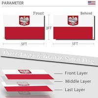 Polish Flag 3X5 Poland State Ensign Flags Three Layer Double Sided Flag Polyester Fiber Bright Color With Durable Canvas Header And 2 Non Fading Brass Grommets