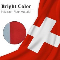 Swiss Flag 3X5 Three Layer Double Sided Switzerland Flag Polyester Fiber Bright Color With Durable Canvas Header And 2 Non Fading Brass Grommets