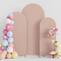 Putros Wedding Arch Cover Set Of 3 Nude Spandex Fitted Arch Cover For Round Top Chiara Backdrop Stand Covers For Wedding Birthda