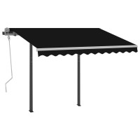 vidaXL Manual Retractable Awning with Posts 98x82 Anthracite 3070099