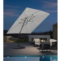 Purple Leaf 10 Feet Patio Umbrella Outdoor Cantilever Solar Powered Led Square Umbrella Aluminum Offset Umbrella With 360Degree