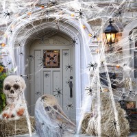 Spider Web 300 Sqft Halloween Spider Web Decoration With 20 Fake Spiders Super Stretchy Cobwebs Spider Webs Halloween Decoration