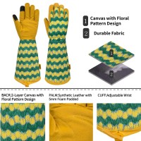 Msupsav Long Gardening Gloves For Men & Women Thorn Proof Rose Pruning Garden Gloves Leather Gauntlets Work Gloves Garden Gifts&Birthday Gifts(Large Yellow)