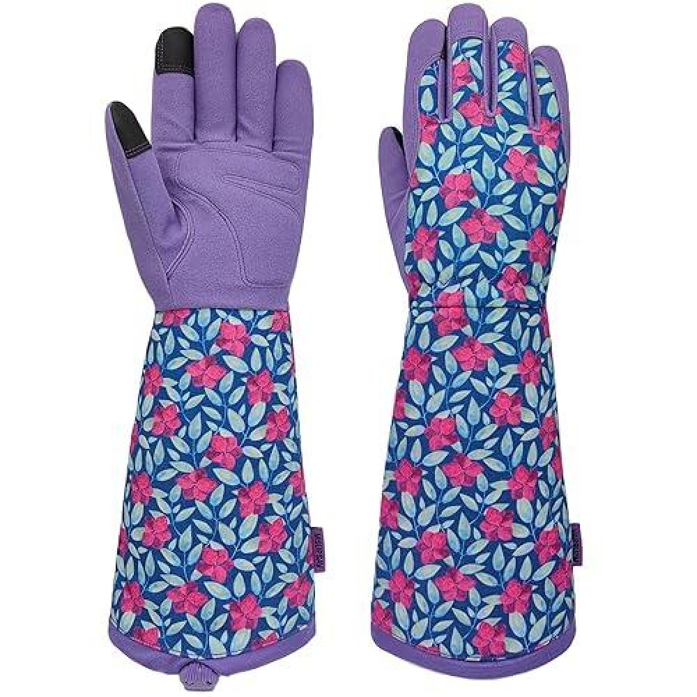 Msupsav Thorn Proof Garden Gloves Long Gardening Gloves Rose Gloves Cactus Gloves Work Gloves For Women Birthday Gifts&Best Gifts (Large  Purple)